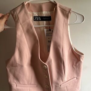 Zara button pink blazer vest